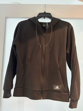 adidas Black Full-Zip Hooded Bomber Jacket